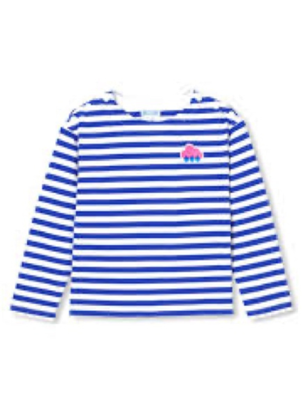 Jacadi Navy and White Striped Long-Sleeve Tee with Red Cloud Patch